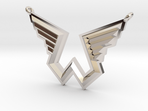Wings Logo Necklace Pendant in Rhodium Plated Brass