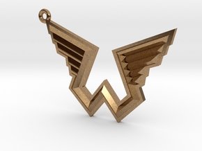 Wings Logo Keychain in Natural Brass
