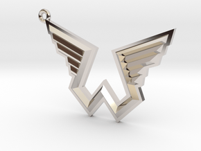Wings Logo Keychain in Rhodium Plated Brass