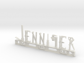Jennifer Nametag in White Natural Versatile Plastic