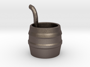 Barrel with Pipe in Polished Bronzed Silver Steel