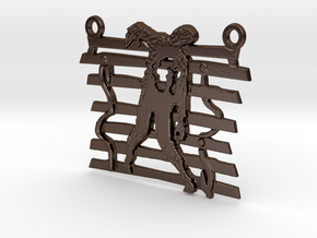 Zombie On A Fence Pendant  in Polished Bronze Steel