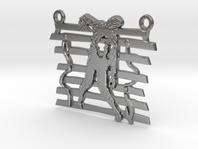 Zombie On A Fence Pendant  in Natural Silver
