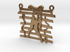 Zombie On A Fence Pendant  in Natural Brass