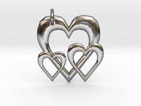 Linking Hearts Pendant in Polished Silver