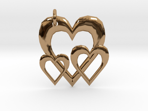 Linking Hearts Pendant in Polished Brass
