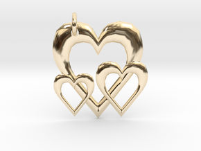 Linking Hearts Pendant in 14k Gold Plated Brass