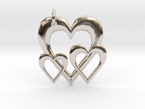 Linking Hearts Pendant in Rhodium Plated Brass