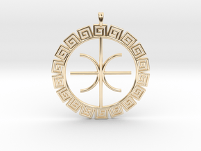  Delphic Apollo E Ancient Greek Jewelry Symbol 3D  in 14k Gold Plated Brass