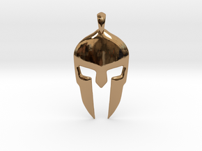 Spartan Helmet Jewelry Pendant in Polished Brass