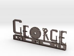 George Nametag in Polished Bronzed Silver Steel