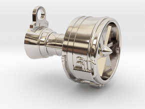 Turbofan Engine Key Fob in Rhodium Plated Brass