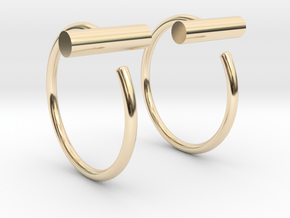 Round Bar Mini Hoops in 14K Yellow Gold