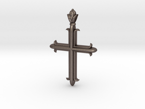 Cross flory ver1 in Polished Bronzed Silver Steel