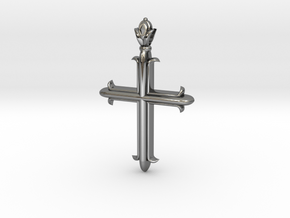 Cross flory ver1 in Fine Detail Polished Silver