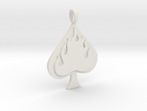 Flaming SPADE Jewelry Symbol Lucky Pendant  in White Natural Versatile Plastic