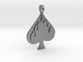 Flaming SPADE Jewelry Symbol Lucky Pendant  in Natural Silver