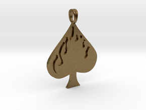 Flaming SPADE Jewelry Symbol Lucky Pendant  in Natural Bronze