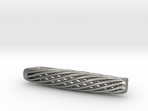 Skeleton Helix Tie Clip in Natural Silver