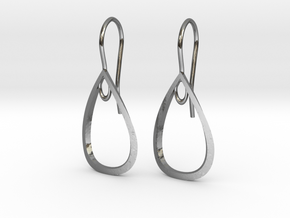 Curve Pear Earrings in Fine Detail Polished Silver