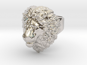 Calm Lion Ring in Rhodium Plated Brass: 5.5 / 50.25