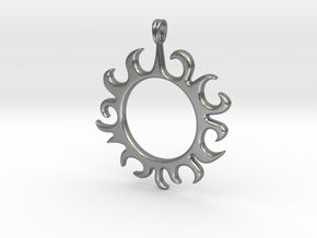 Tribal Sun Design Jewelry Symbol Pendant in Natural Silver