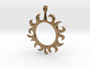 Tribal Sun Design Jewelry Symbol Pendant in Natural Brass