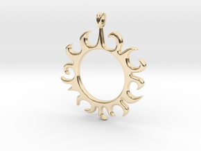 Tribal Sun Design Jewelry Symbol Pendant in 14K Yellow Gold