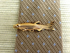 Zebrafish Tie Bar - Science Jewelry in Polished Bronze