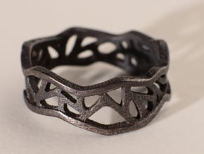 Web Ring_Size7 in Polished Bronzed Silver Steel
