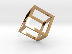 Cube Outline Pendant in Polished Brass