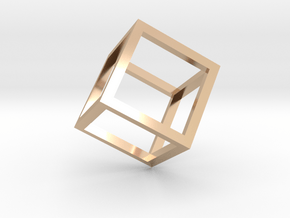 Cube Outline Pendant in 14k Rose Gold Plated Brass