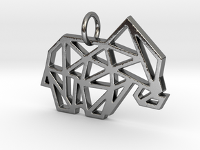 Geometric Elephant Keychain in Polished Silver
