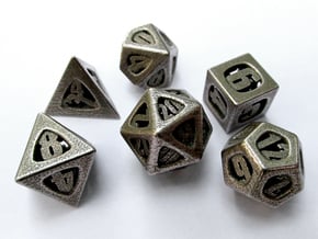 Thoroughly Modern Dice Set in Polished Bronzed Silver Steel