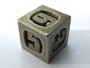 Thoroughly Modern d6 in Polished Bronzed Silver Steel