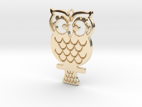 Retro Owl Pendant in 14K Yellow Gold