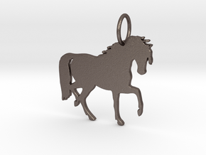 Horse Keychain in Polished Bronzed Silver Steel