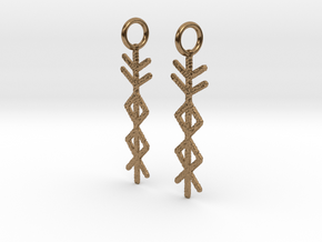 Prosperity Bind Rune Earrings-brs in Natural Brass