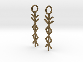 Prosperity Bind Rune Earrings-brs in Natural Bronze