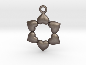 Round Dance Of Hearts in Polished Bronzed Silver Steel