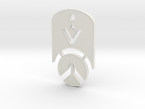 Overwatch Dog Tag *beveled edges* (Necklace) in White Natural Versatile Plastic