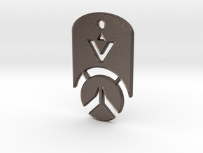 Overwatch Dog Tag *beveled edges* (Necklace) in Polished Bronzed Silver Steel