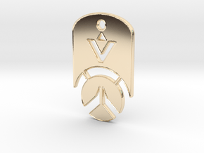Overwatch Dog Tag *beveled edges* (Necklace) in 14K Yellow Gold