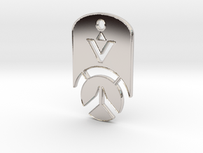 Overwatch Dog Tag *beveled edges* (Necklace) in Rhodium Plated Brass
