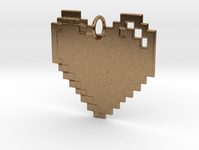 8-bit Heart in Natural Brass
