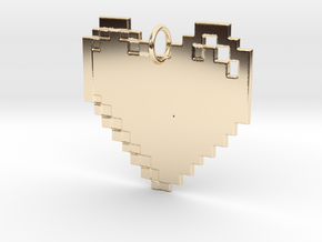 8-bit Heart in 14k Gold Plated Brass