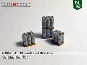 4x EUR-Palette mit Bierfässer (N 1:160) in Tan Fine Detail Plastic