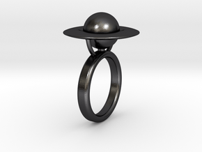 Saturn Ring (size 6) in Polished and Bronzed Black Steel