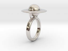 Saturn Ring (size 6) in Rhodium Plated Brass