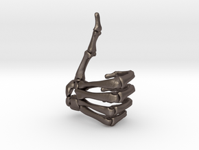 Thumbs Up Skeleton Hand in Polished Bronzed Silver Steel
